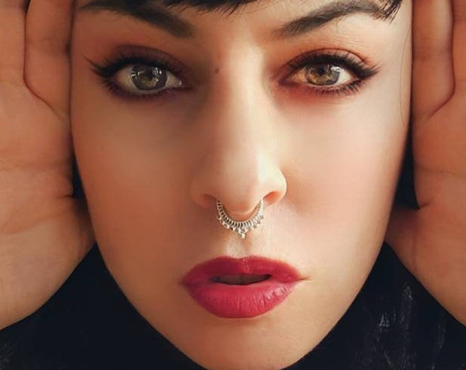 Septum, Silver Septum ring, silver septum, silver septum jewelery, nose ring, fake septum, Sterling Silver Fake, boho ring, chic