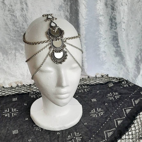 tikka headpiece, tribal fusion headpiece, tribal fusion headdress, boho wedding headdress, boho wedding headpiece, boho headchain, boho chic