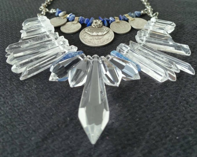 Boho necklace, magic jewelry, healing crystals, quartz jewelry, tribal fusion, quartz necklace, crystal necklace, wicca, bohemian necklace