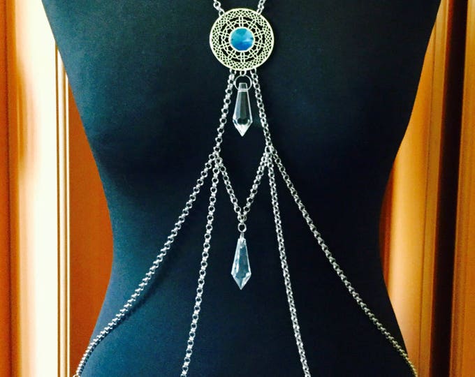 Body chain handmade, body jewellery, body harness, chain body harness, tribal fusion, body necklace, long necklace, custom body jewellery,
