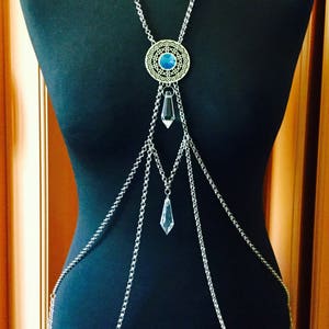 Body chain handmade, body jewellery, body harness, chain body harness, tribal fusion, body necklace, long necklace, custom body jewellery, image 1