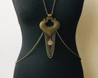 Bodynecklace, bodychain, tribal fusion, Boho necklace, Boho bodychain, Boho jewelery, Boho chic, ethnic chic, ethnic necklace, bellydance