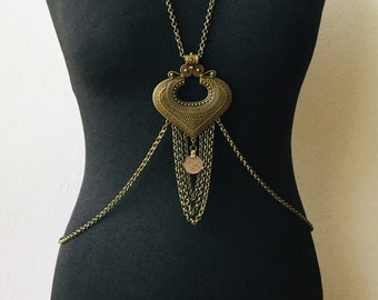 Bodynecklace, bodychain, tribal fusion, Boho ketting, Boho bodychain, Boho sieraden, Boho chic, etnische chic, etnische ketting, buikdans