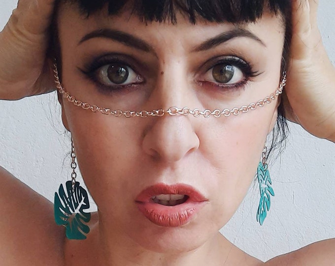 face chain, tribal fusion, chain mask, Burning man, gold rose chain, boho jewelry, headpiece, head chain, tribal, festival outfit, Boho chic