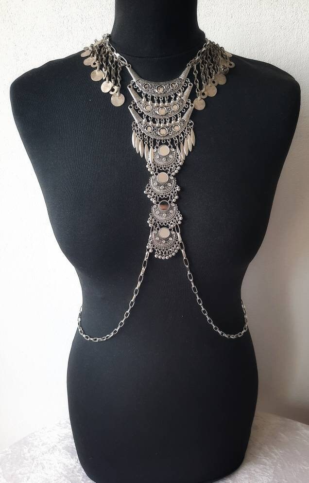 Boho Body Jewelry Body Harness Chain Harness Bodychain Etsy