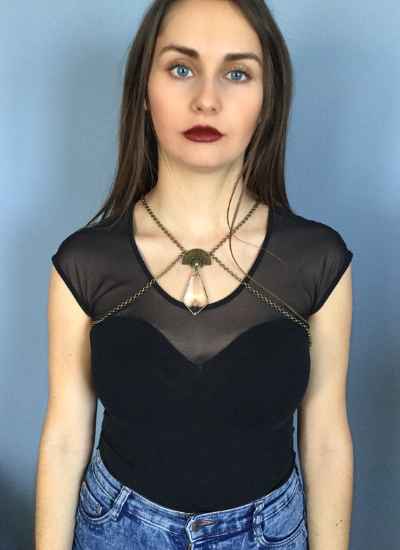 Harness Bodychain Tribal Fusion Bodychain Bodynecklace Etsy