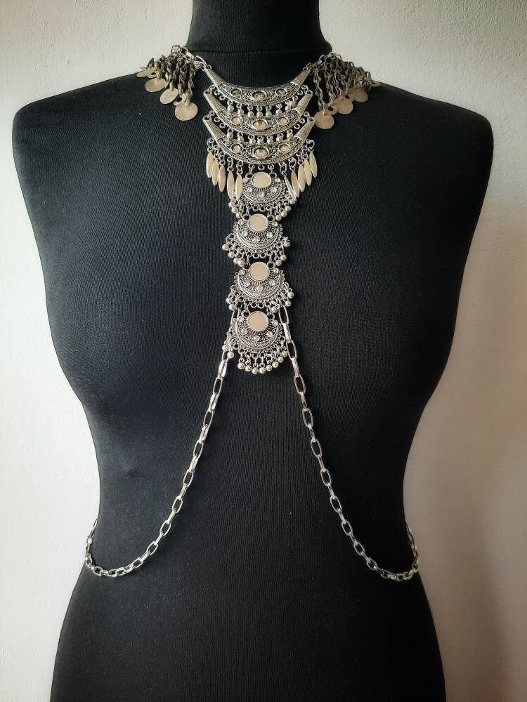 Boho Body Jewelry Body Harness Chain Harness Bodychain Etsy
