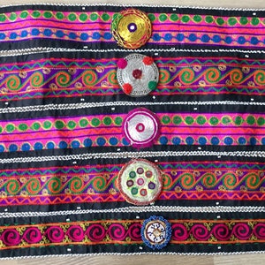 Vintage Banjara Tribal Mirror Belt Pink Purple Boho Gypsy Braided Waist Tie Pink Vintage Banjara Kuchi Tribal Textile BELT Gypsy Mirror  main image 4