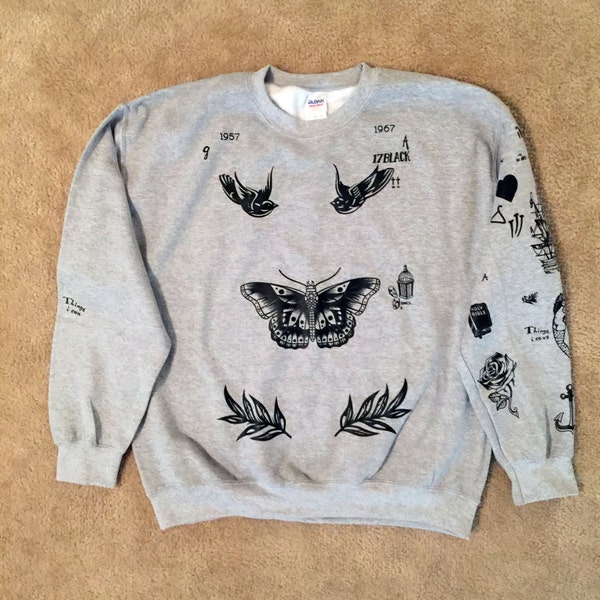 Butterfly Styles Tattoo Sweatshirt (Gray)