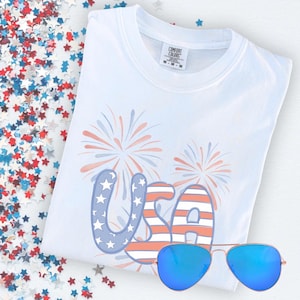 USA T-Shirt, Sommer-Shirt, Fourth of Jully, 4.Juli, rot weiß und blau, Sommer.