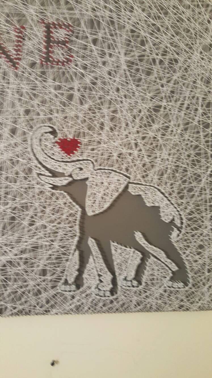 Elephant String Art W/ Heart and Love Added 24x24 - Etsy