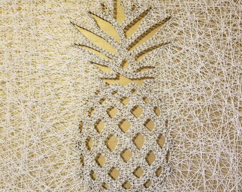 Pineapple String Art with gold paint 16"x16"