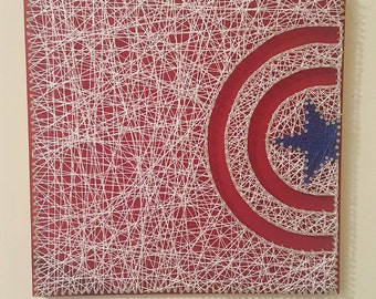 Captain America Shield String Art Half Image 16"x16"