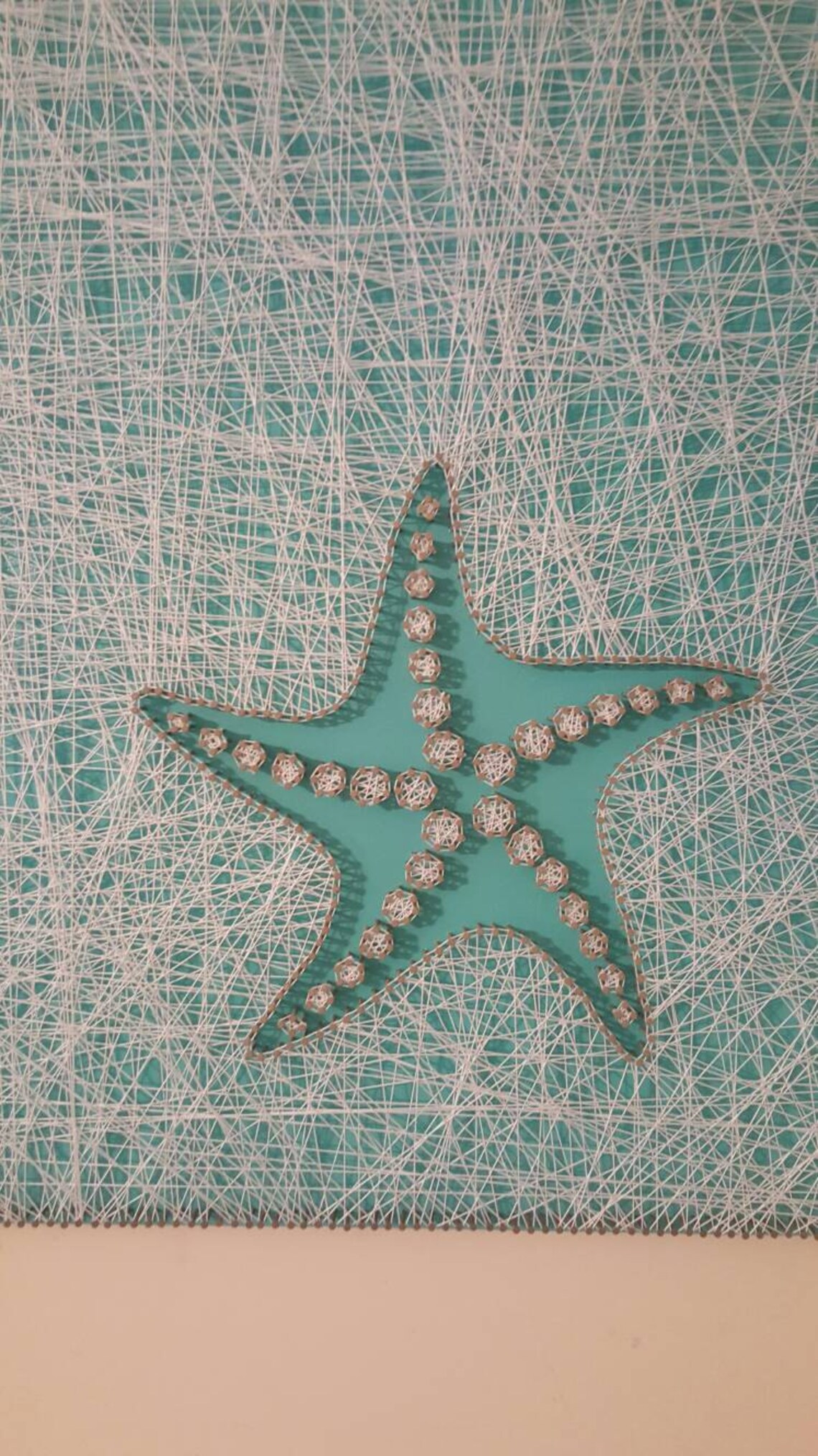 Star Fish String Art Seafoam Green Paint With White String Etsy
