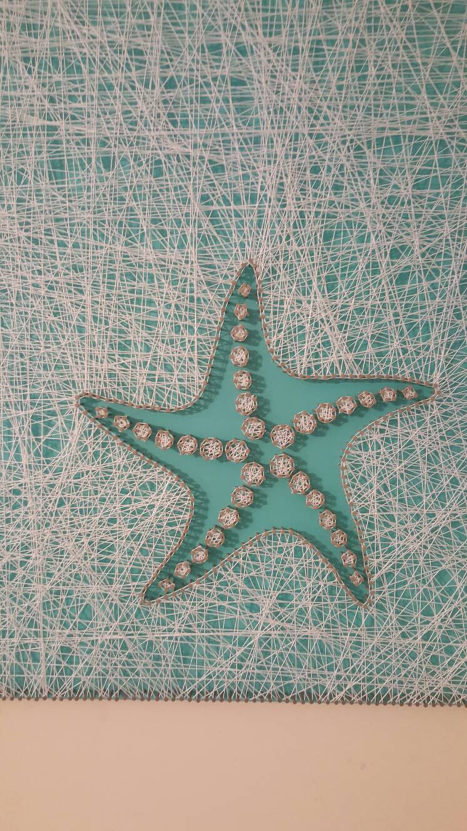 Star Fish String Art Seafoam Green Paint With White String Etsy