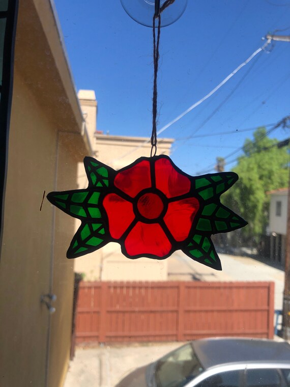 Stained Glass Traditional Tattoo Flower Etsy Stained Glass Traditional Tattoo Flower Etsy