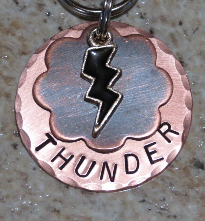 Copper Lightning Bolt Tag for Dog Personalized Dog Tag Pet Etsy