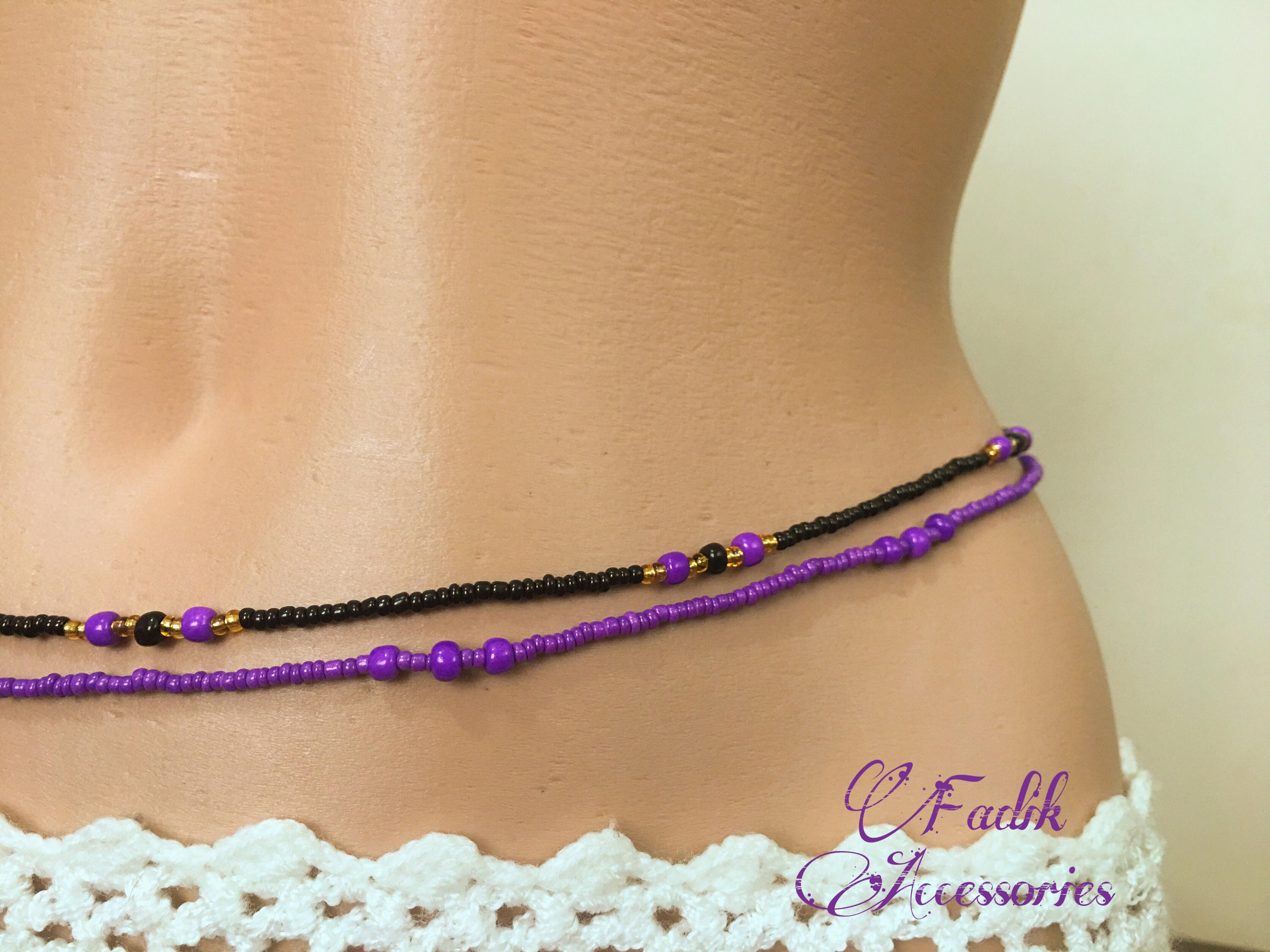 Purple Crystal Belly Beads, Handmade Waist Beads for Weight Tracking, Best  Friend Gift, Inspirational Jewelry, Beach Body Beads, Purple Bead 