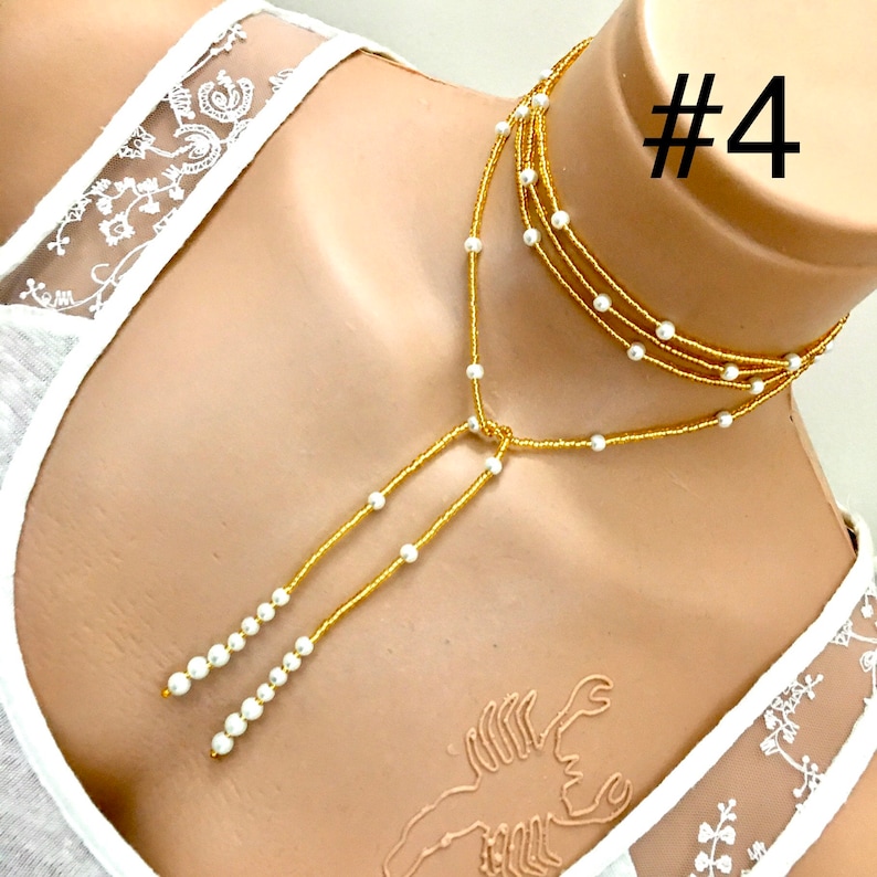 Wrap Necklace Colorful Bead Necklace Long Tie Choker Wrap Etsy