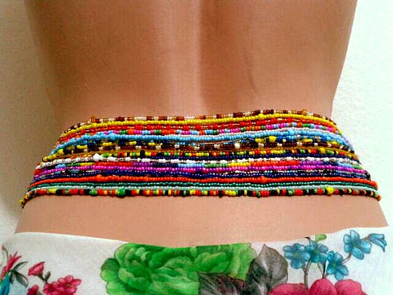 Double Strand 2 Piece Waist Beads, Body Jewelry, Belly Beads, Bead Jewelry,  Belly Chains, Waist Chain, African Waist Beads, Waist Jewelry -  Denmark