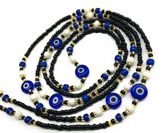 25-60 inches Waist Beads, Evil Eye Waist bead, Tie-on Belly bead, Waist chain, African  Waistbeads, Belly Chain for Weight Loss