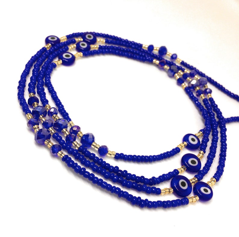 Evil Eye Waist Beads Royal Blue Belly Bead Beaded Waist - Etsy