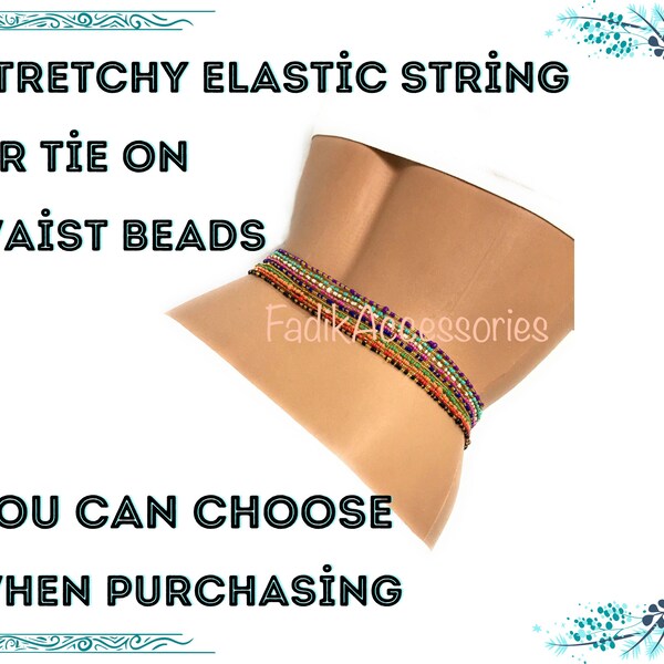 2 pcs Set Tie On or Stretchy Elastic Waist Beads, More than 30 color options, You can choose when purchasing, Belly bead, African Waist Bead