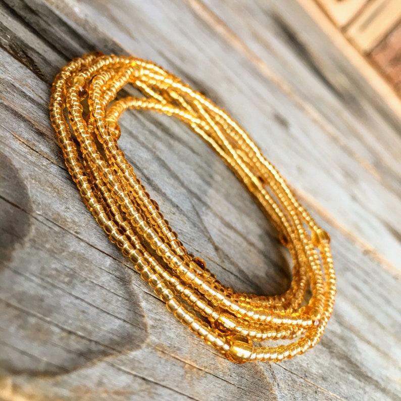 Bkack Gold Waist Beads 2 Prc Belly Bead Beaded Body Jewelry Etsy