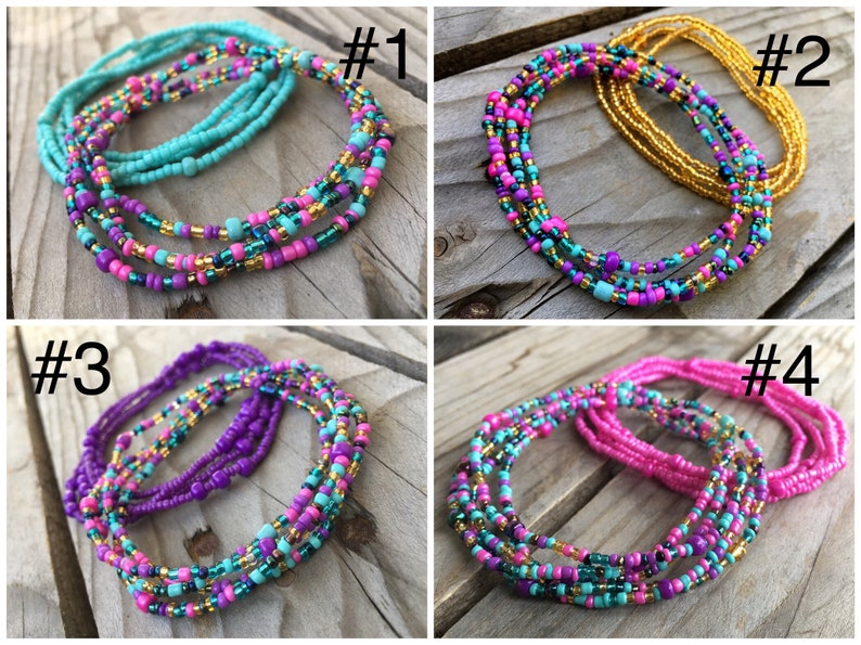 Double Strand 2 piece Waist Beads, Body jewelry, Belly beads, Bead jewelry, Belly chains, Waist chain, African waist beads, Waist Jewelry image 2