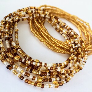 Brown gold 2 pcs Waist Beads, Belly chain, Beaded Body Jewelry, African Waist bead, Waist chain, Stretchy Elastic String,