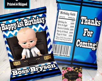 The Boss Baby Favor Bag/ The Boss Baby Invitation/The Boss Baby Birthday/ The Boss Baby Party/ Favor Bag/ The Boss Baby Chip Bag/ Free Ship