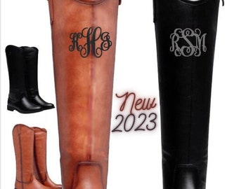 Monogrammed Riding Boots in black, brown, cognac, great gifts for her and personalized