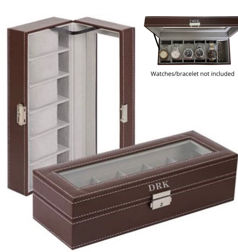 Watch Case 6 Slot Leather Watch Box Display Case Organizer Etsy