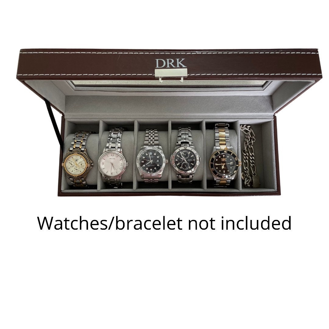 Watch Case 6 Slot Leather Watch Box Display Case Organizer Etsy