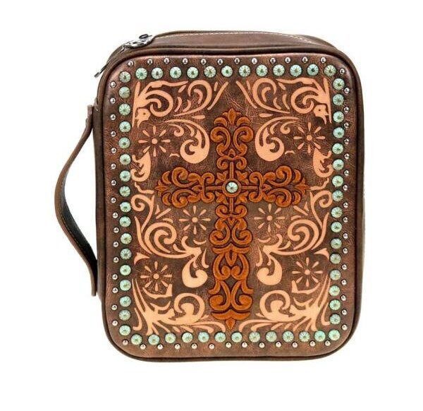 Bible Cover-Faith Collection Cross & Heart-X Large-Brown