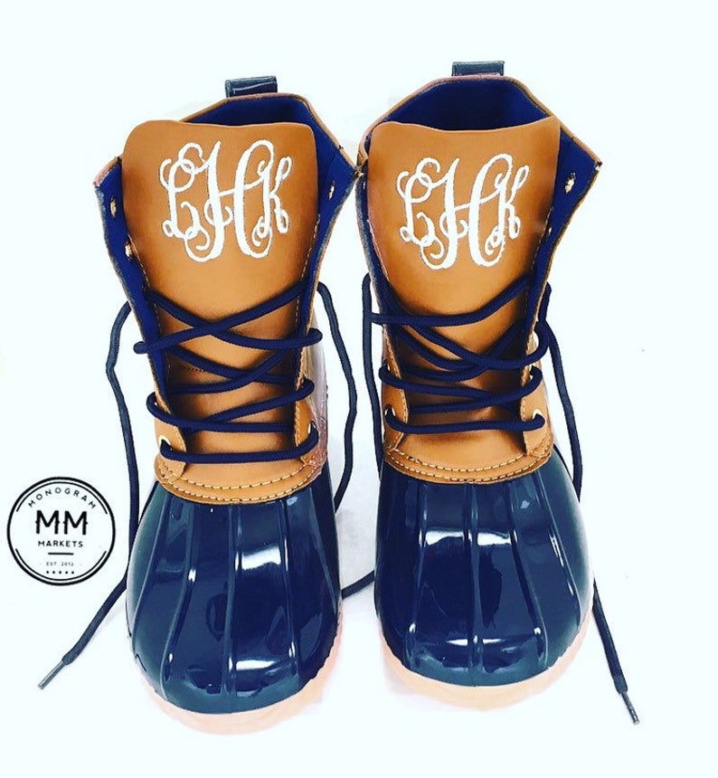 Duck Boots for Women Monogrammed Navy