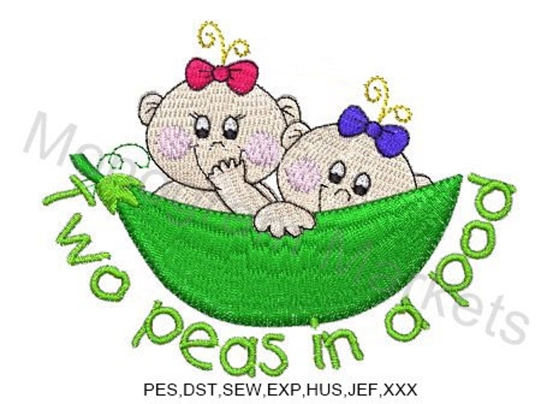 Two Peas in a Pod Embroidery Design All Formats Etsy