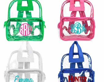 Clear School Backpack Personalized name or monogram, school backpack, clear backpack, personalized