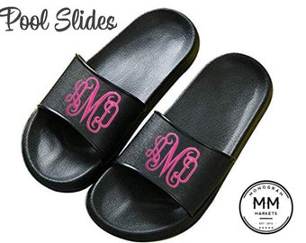 Monogrammed Pool or Beach Slides Gifts for Kids Gifts for swimmers