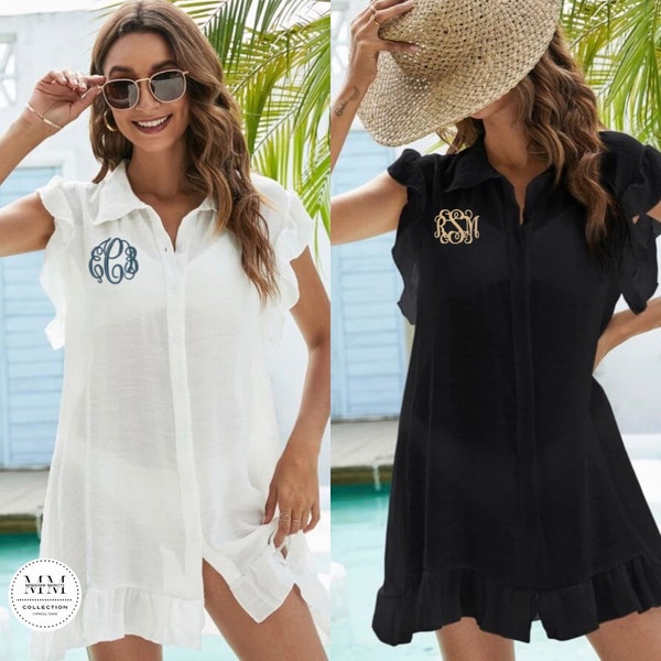 Swimsuit Coverup Monogrammed with Embroidery Pool Beach Swim Coverup Travel Vacation Wear gifts for her gifts for mom gifts for bridesmaids