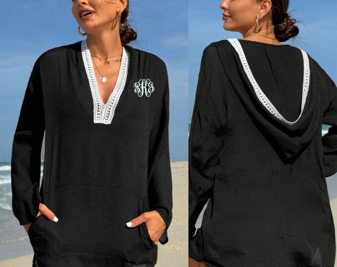 Swimsuit Coverup Monogrammed with Embroidery Pool Beach Swim Coverup Travel Vacation Wear gifts for her gifts for mom gifts for bridesmaids