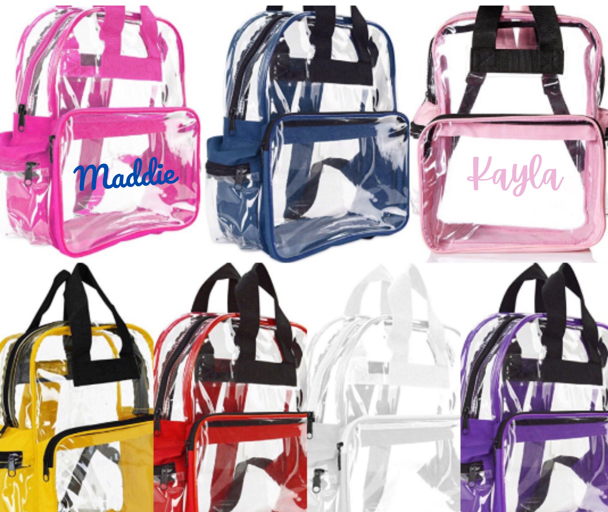 clear personalized backpacks