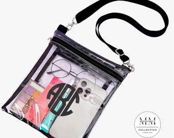 Clear Crossbody Bag Stadium Approved，Clear Purse TPU Tote Bag for Concerts Sports Festival Personalized monogrammed logo