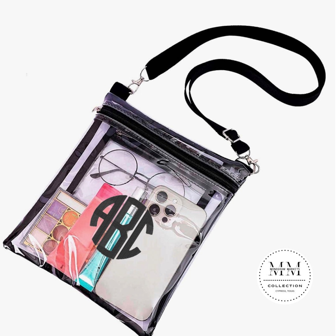 Clear Stadium Bag - Love Bag - Monogram Keychain - Personalized - Stadium Approved Purse - Hearts Purse