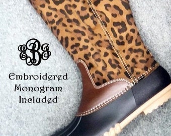 Monogrammed Duck Boots Tall