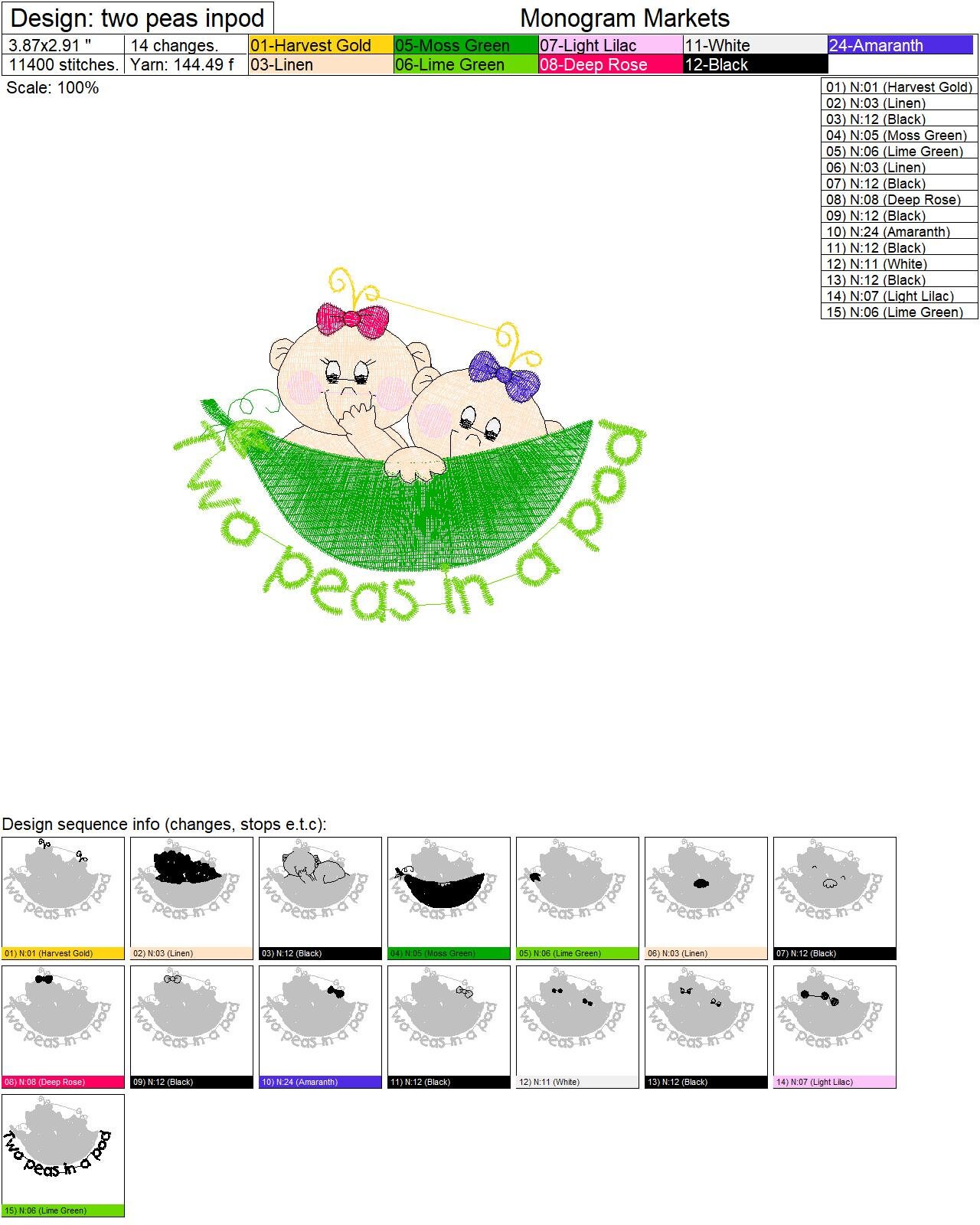 Two Peas in a Pod Embroidery Design All Formats Etsy