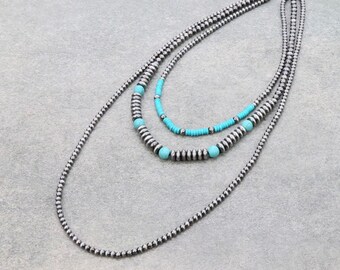 Western Style Beaded Turquoise Necklace Boho Western Chic Jewelry