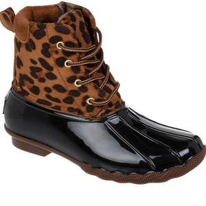 Duck Boots for Women Monogrammed Leopard Solid