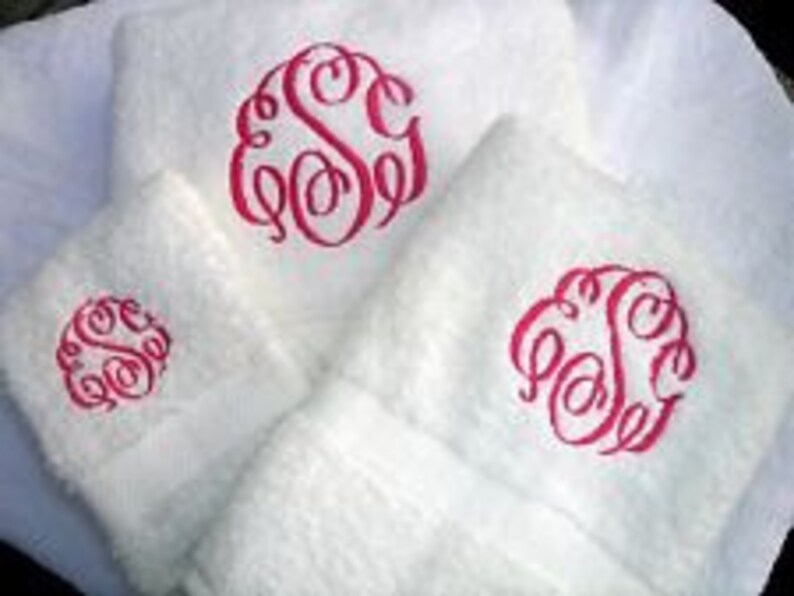 Monogrammed Towels, Towel Sets for Gifts, Mothers Day, Graduation, House Warming, Wedding, New Home, Decorating, Bridal Shower Gift image 2