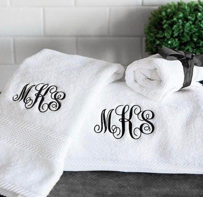 Monogrammed Towels, Towel Sets for Gifts, Mothers Day, Graduation, House Warming, Wedding, New Home, Decorating, Bridal Shower Gift image 1